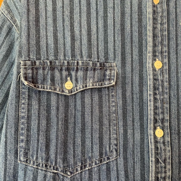 s Oliver 100% Cotton Unisex Denim Button Down Striped LS Shirt -L - Picture 2 of 6